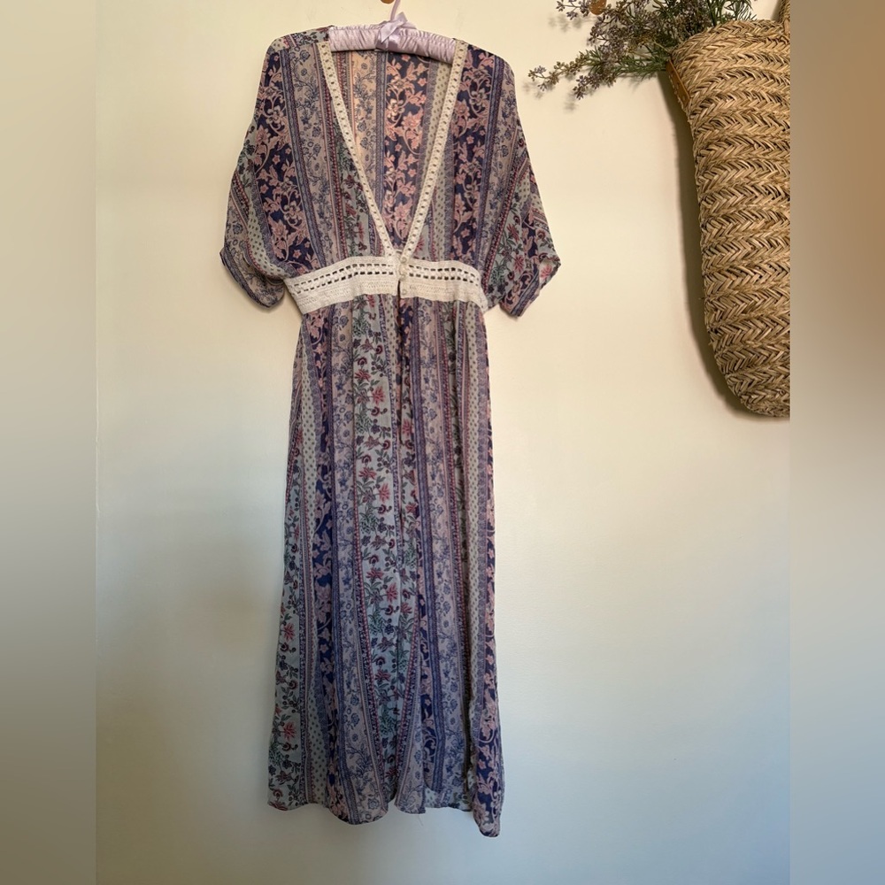 Boho Floral Crochet Duster XXL 19 Cottagecore Romantic Kimono